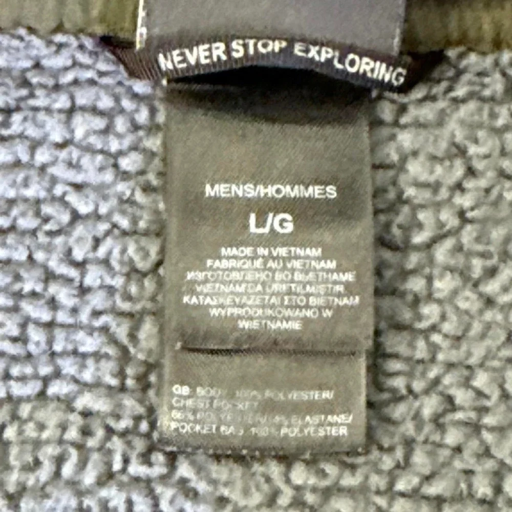 The North Face Apex Risor Jacket Green Gray Fleece Lined Zip Up Large